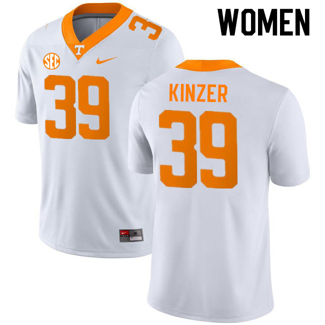 Women #39 Malcolm Kinzer Tennessee Volunteers College Football Jerseys Stitched-White